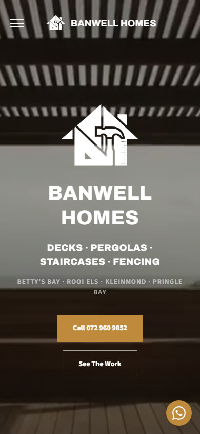 The Banwell Homes home page on a phone